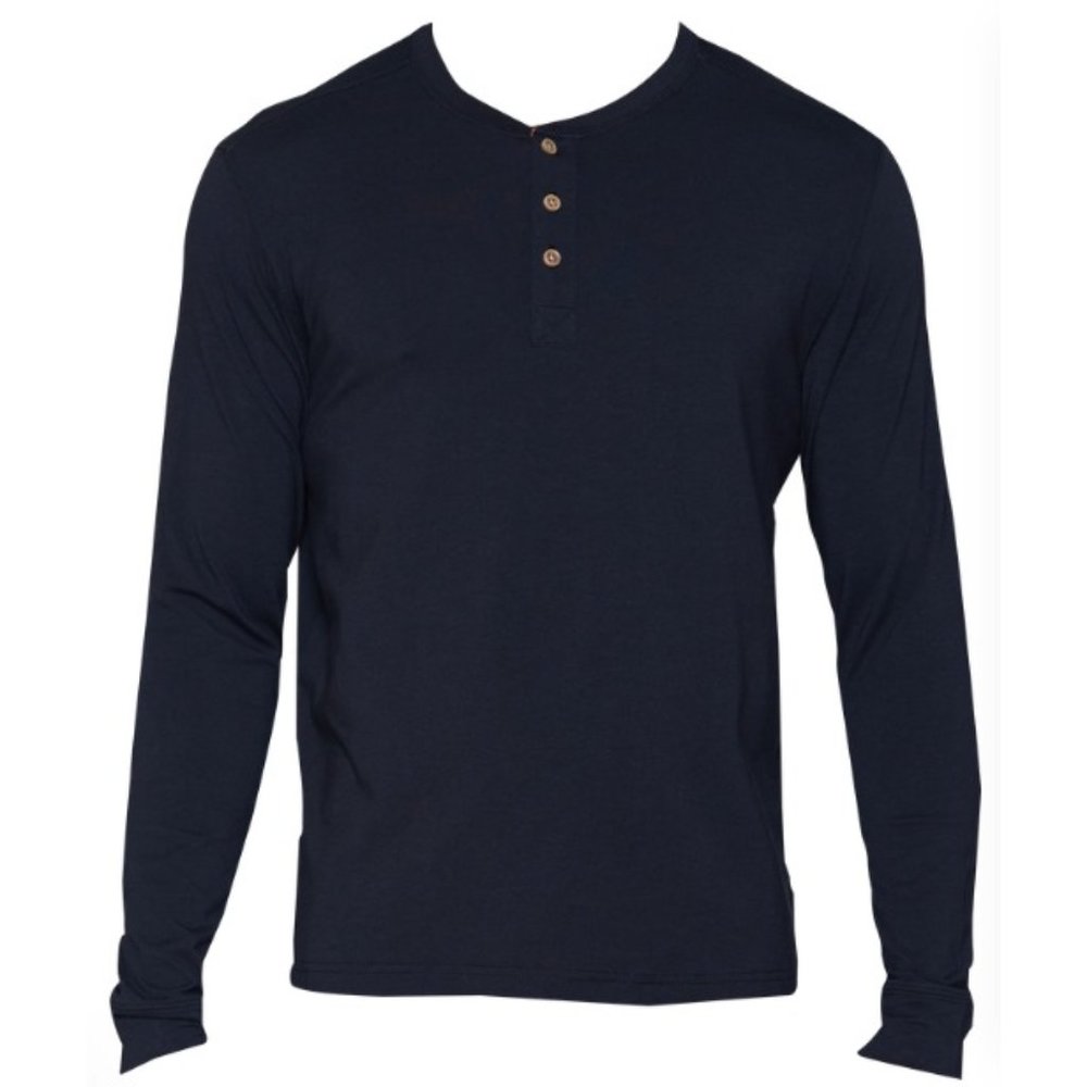 *FREE SHIPPING* Wood Black Henley Long-Sleeve Shirt